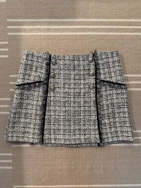 Veronica Beard Black and White Tweed Mini Skirt